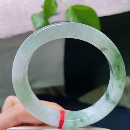 Alternative view of Icy Half Round Jadeite Jade Bangle Bracelet, 58.3mm