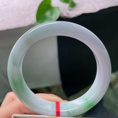 Alternative view of Spring Colour Half Round Jadeite Jade Bangle, 58.7mm