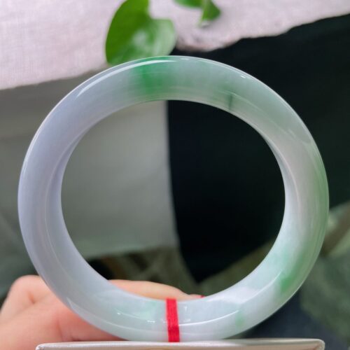 Spring Colour Half Round Jadeite Jade Bangle, 58.7mm
