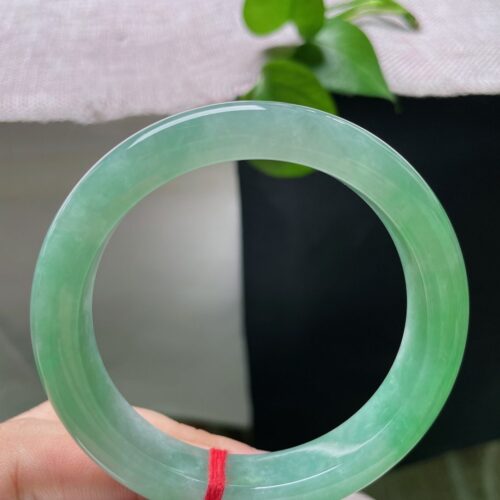 Alternative view of Full Green Half Round Jadeite Jade Bangle Bracelet, 55.2mm