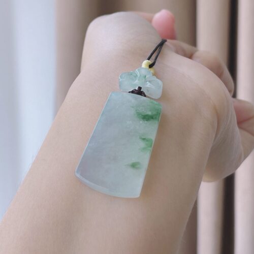 Alternative view of Icy Plaque Jadeite Jade Pendant