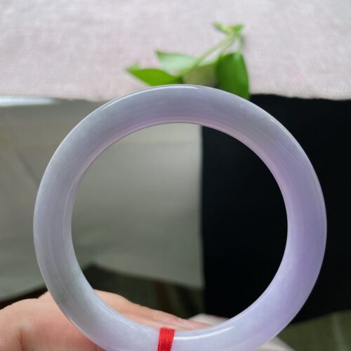 Alternative view of Lavender Round Jadeite Jade Bangle Bracelet, 54.2mm