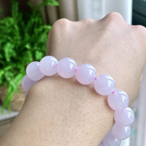 Alternative view of Lavender Jadeite Jade Bead Bracelet, 12.6mm