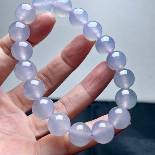 Lavender Jadeite Jade Bead Bracelet, 11.5mm