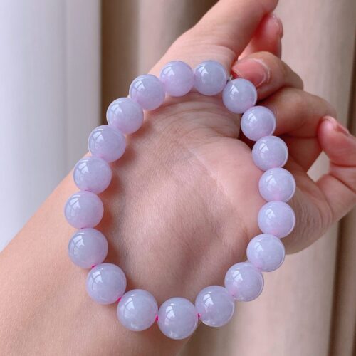 Alternative view of Lavender Jadeite Jade Bead Bracelet, 9.8mm