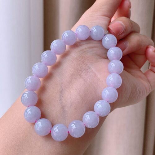 Lavender Jadeite Jade Bead Bracelet, 9.8mm