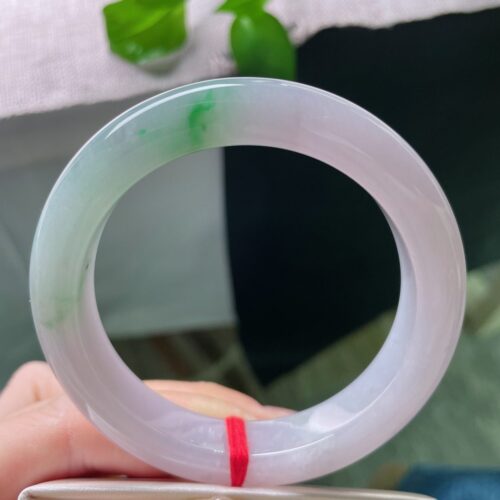 Lavender Half Round Jadeite Jade Bangle Bracelet, 56mm