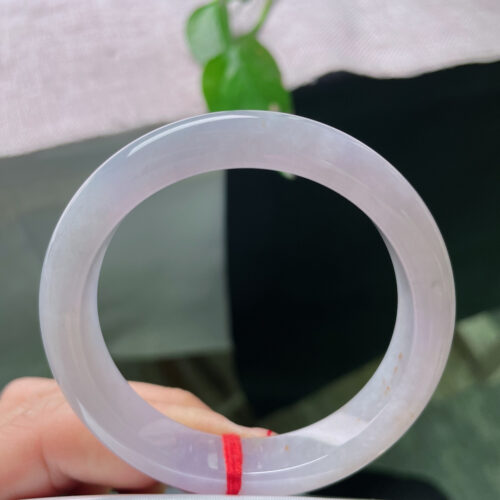 Alternative view of Lavender Half Round Jadeite Jade Bangle Bracelet, 52.8mm