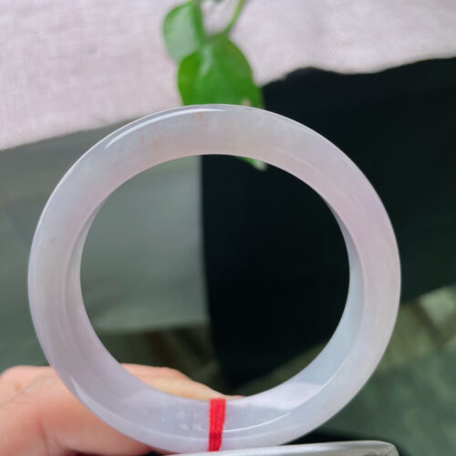 Lavender Half Round Jadeite Jade Bangle Bracelet, 52.8mm