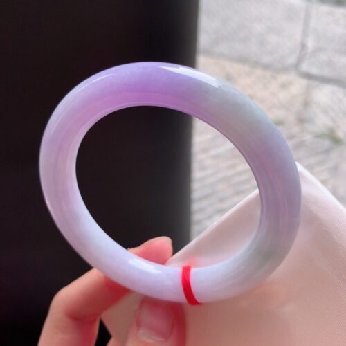 Alternative view of Lavender Round Jadeite Jade Bangle Bracelet, 53.5mm