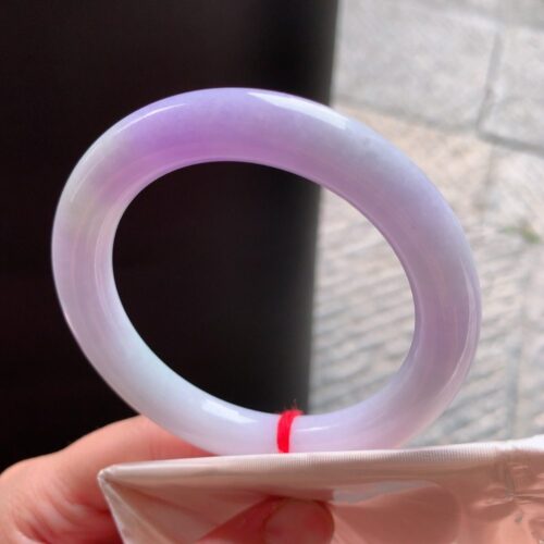 Lavender Round Jadeite Jade Bangle Bracelet, 53.5mm