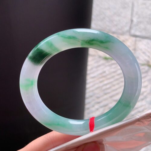 Lavender Round Jadeite Jade Bangle Bracelet, 59.6mm