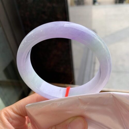 Alternative view of Lavender Half Round Jadeite Jade Bangle Bracelet, 59mm