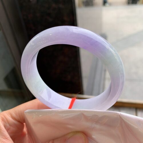 Lavender Half Round Jadeite Jade Bangle Bracelet, 59mm