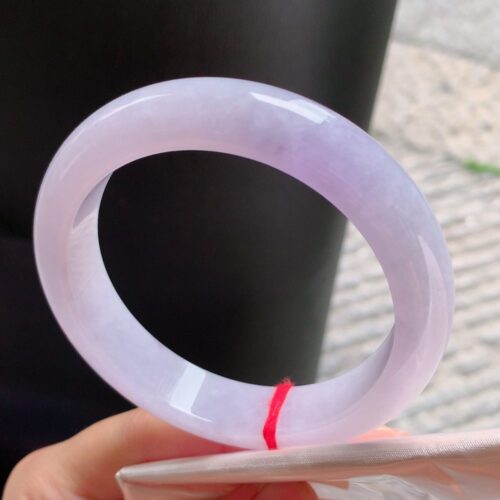 Alternative view of Lavender Half Round Jadeite Jade Bangle Bracelet, 60.6mm