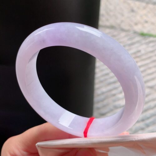Lavender Half Round Jadeite Jade Bangle Bracelet, 60.6mm