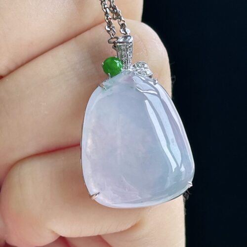 Lavender Melon Jadeite Jade Pendant 18K Gold
