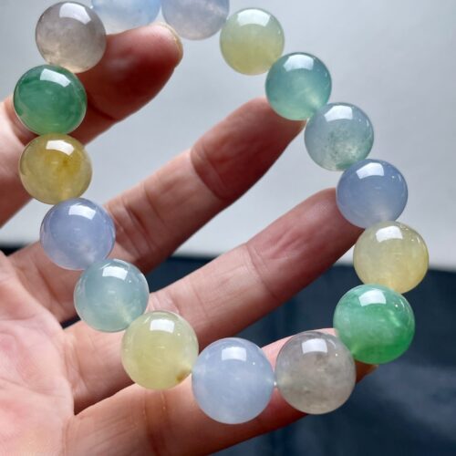 Alternative view of Multi-Colour Jadeite Jade Bead Bracelet, 12.3mm